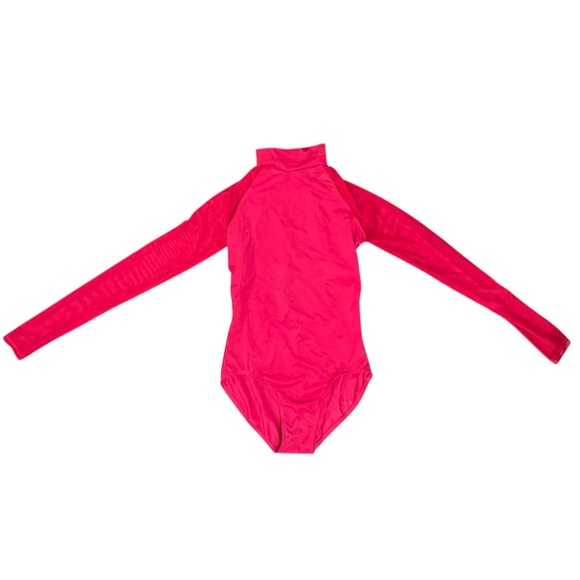 Balera Dancewear | Mesh Sleeve Open Back Leotard Red, Size SA - Picture 3 of 7